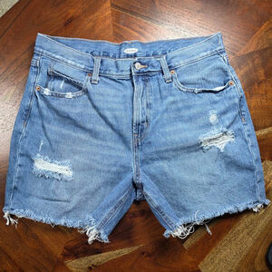 Women's Old Navy Blue Distressed Frayed Hem Jean Shorts Size 12